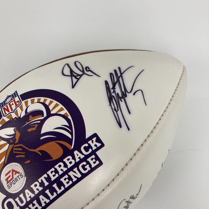 Dan Marino John Elway Drew Brees Quarterback Challange Signed Football JSA COA