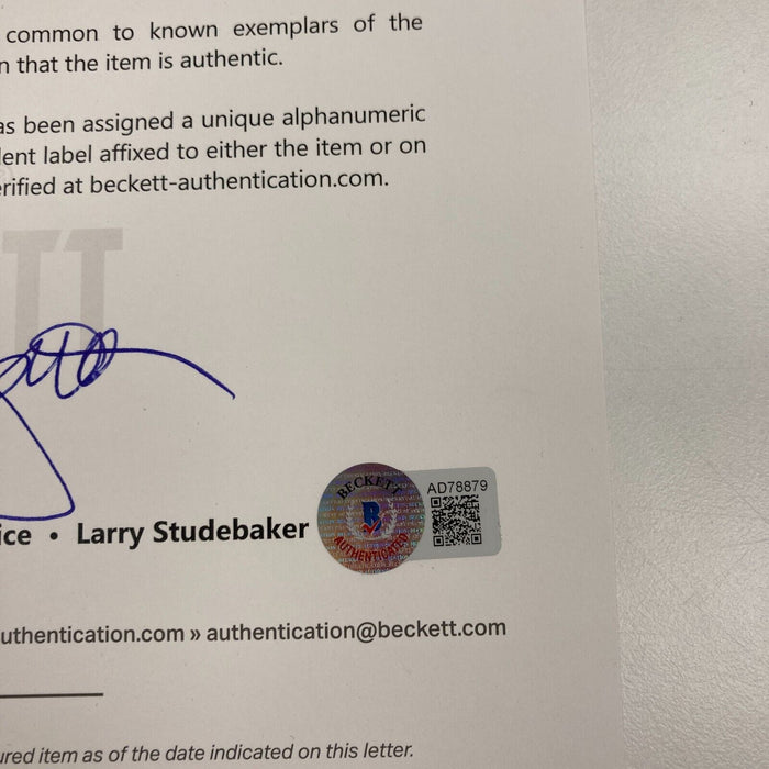 Connie Mack Single Signed Baseball With Photo Of Him Signing It Beckett COA