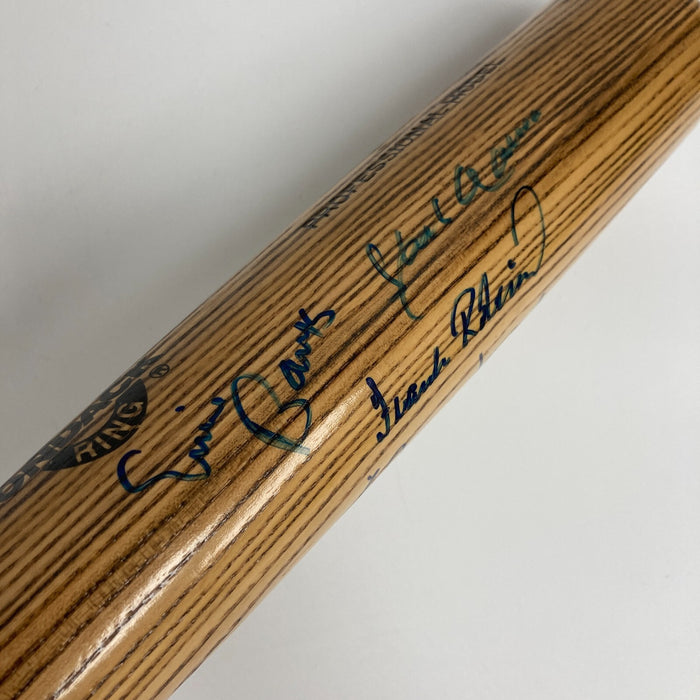 Willie Mays Hank Aaron Ernie Banks 500 Home Run Club Signed Baseball Bat JSA COA
