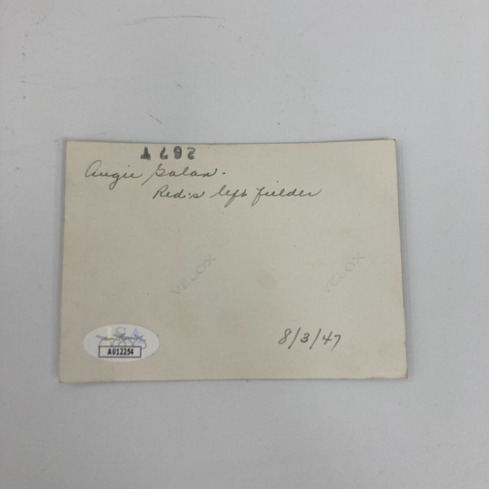 Augie Galan  Signed Original 1946 Snapshot Photo Cincinnati Reds JSA COA