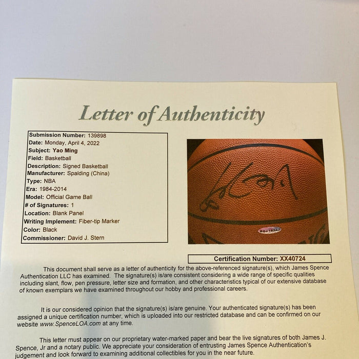 Yao Ming Signed Spalding Official NBA Game Basketball UDA Upper Deck & JSA