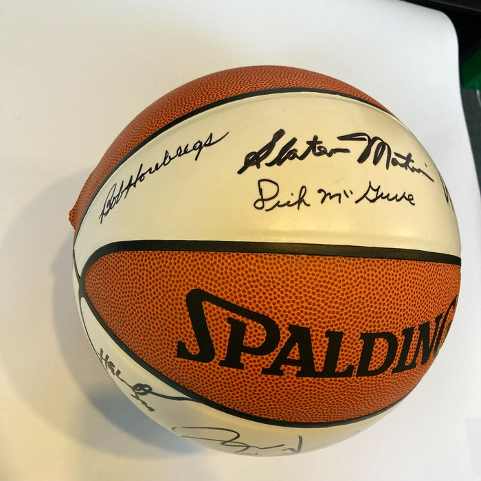 2008 Hall Of Fame Induction Signed Basketball Hakeem Olajuwon Pat Riley JSA COA