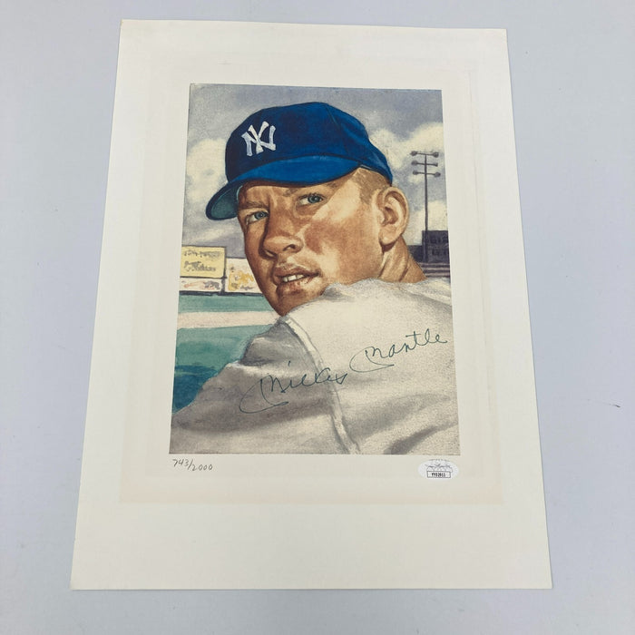 Mickey Mantle Signed 1953 Topps Large 11x15 Gerry Dvorak Lithograph JSA COA