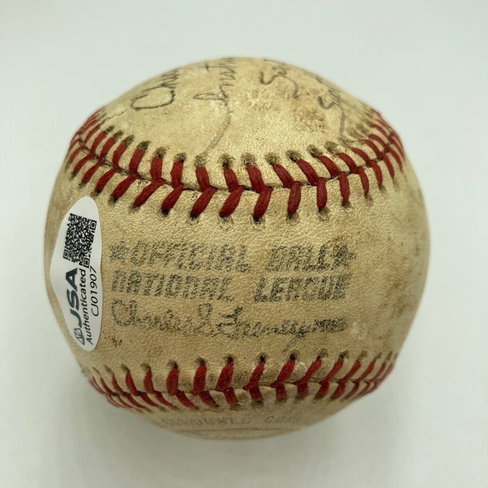Ernie Banks Signed 1975 Game Used Official National League Baseball JSA COA