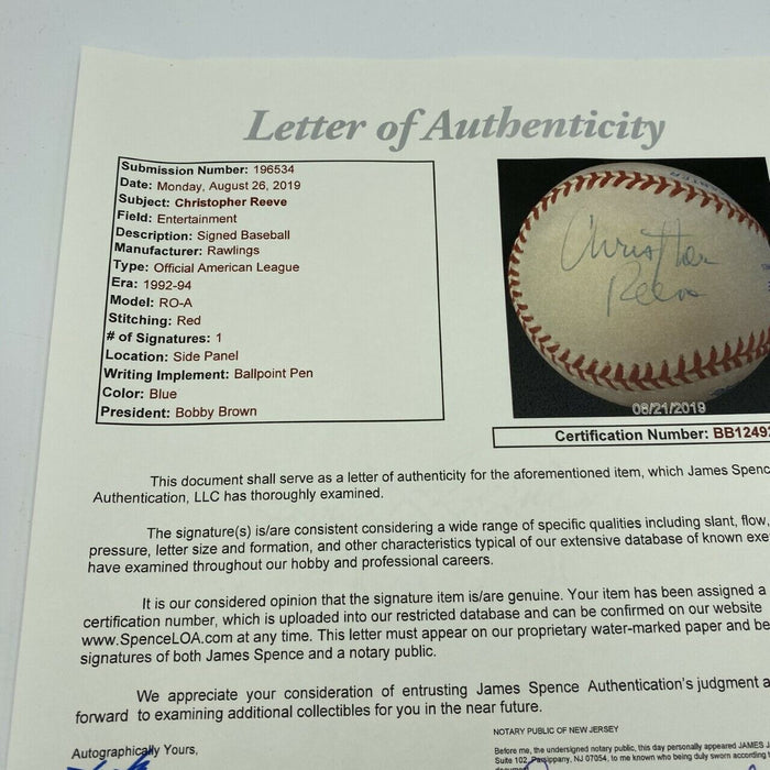 Christopher Reeve Superman Single Signed Autographed Baseball Only One Known JSA