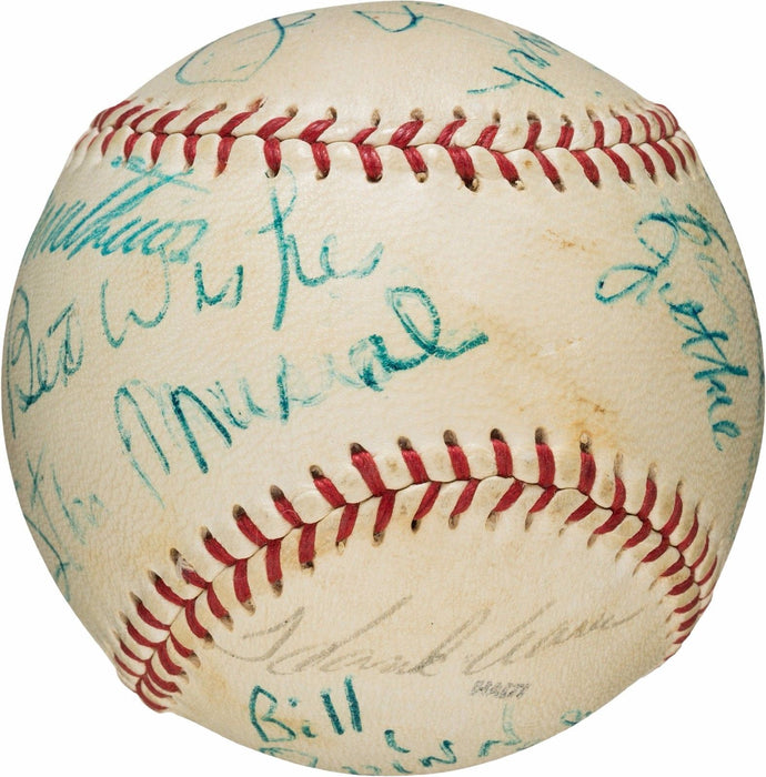 Stan Musial Dizzy Dean Frankie Frisch Medwick Cardinals HOF Signed Baseball PSA