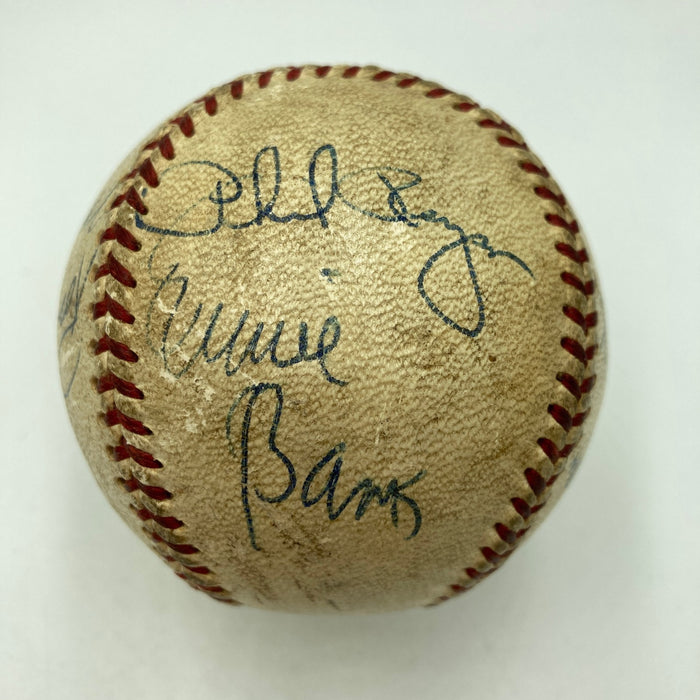 Ernie Banks Ron Santo Billy Williams Chicago Cubs Legends Signed Baseball JSA