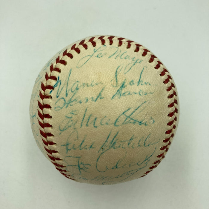 1960 Milwaukee Braves Team Signed Baseball Hank Aaron Eddie Mathews Warren Spahn