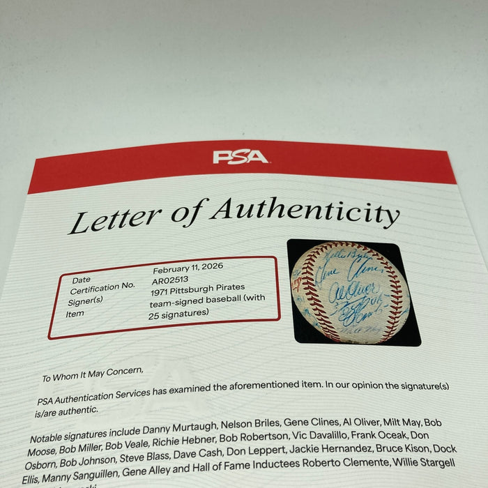 1971 Pittsburgh Pirates World Series Champs Signed Baseball Roberto Clemente PSA