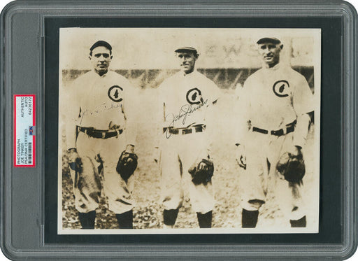 Joe Tinker & Johnny Evers Signed 1920's Photo Frank Chance Chicago Cubs PSA DNA