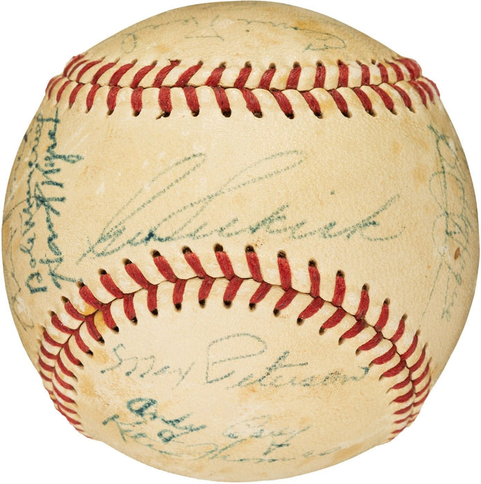 1951 Kansas City Blues Team Signed Baseball Mickey Mantle Minor League JSA COA