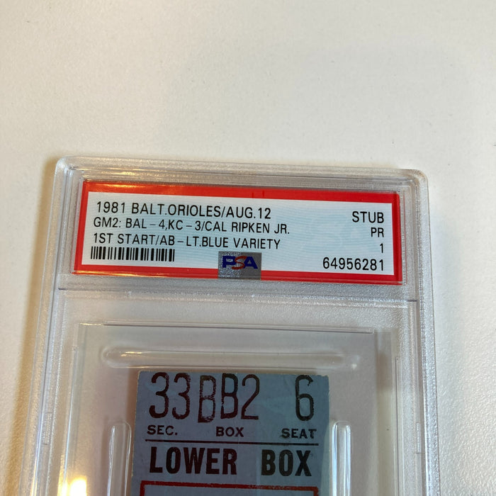 Cal Ripken Jr. First Career Start Ticket 8-12-1981 PSA POP 1 - 1/1