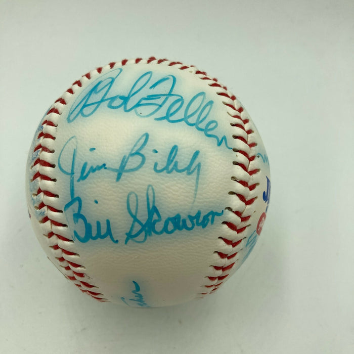 Willie Mays Leo Durocher 1987 Old Timer's Day HOF Multi Signed Baseball JSA COA