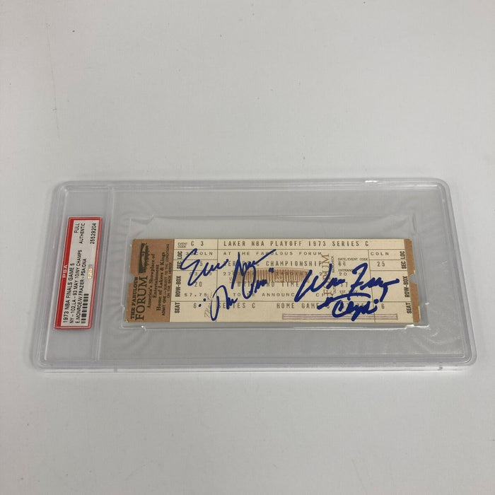 1973 New York Knicks NBA Finals Game 5 Signed Full Ticket PSA DNA
