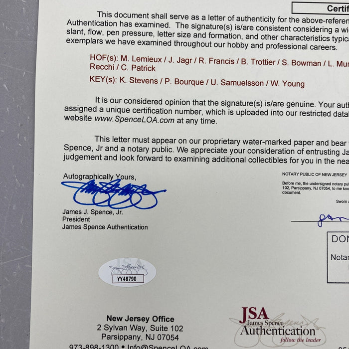 1990-91 Stanley Cup Champion Pittsburgh Penguins Team Signed Newspaper Photo JSA