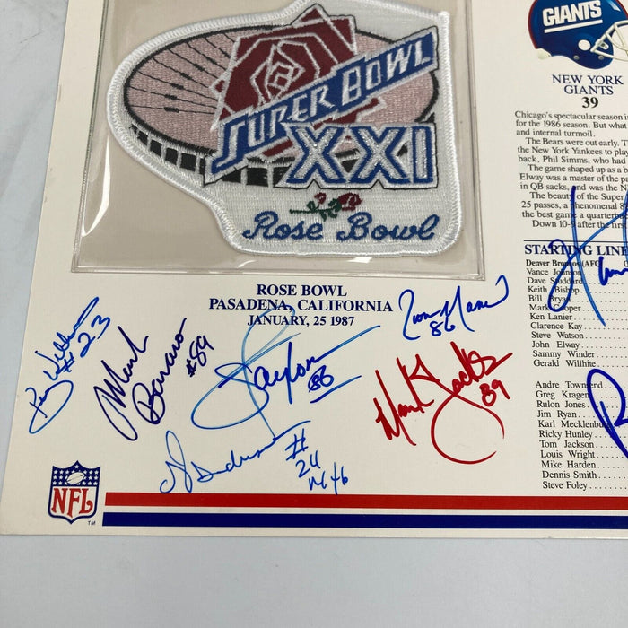 1986 New York Giants Super Bowl Champs Team Signed Commemorative Patch JSA COA