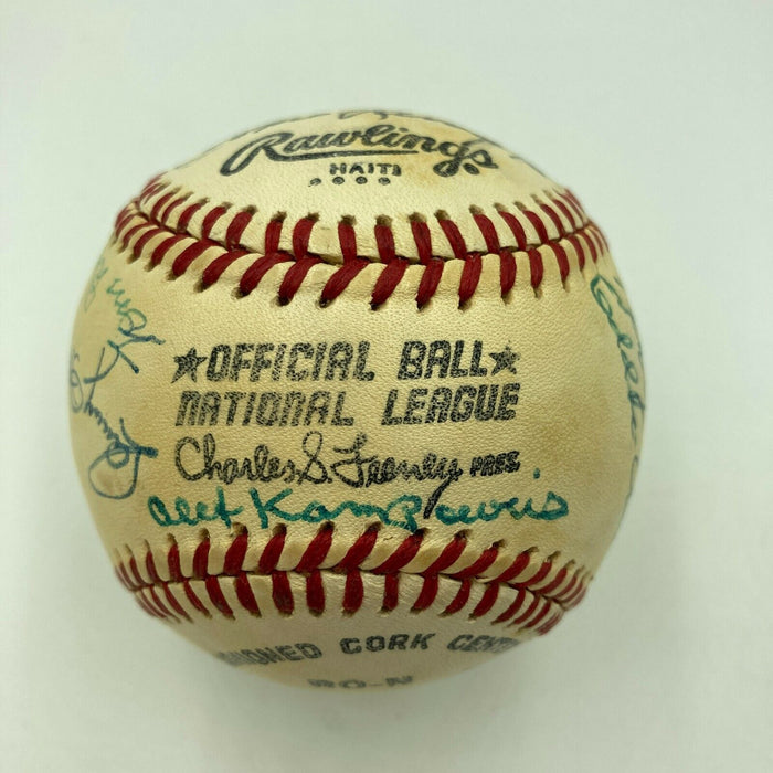 1940's Brooklyn Dodgers Legends Signed Baseball Leo Durocher Pee Wee Reese PSA