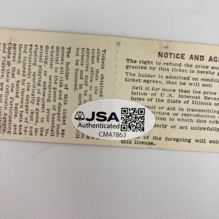 Ron Santo Signed 1976 Chicago Cubs Full Ticket JSA COA