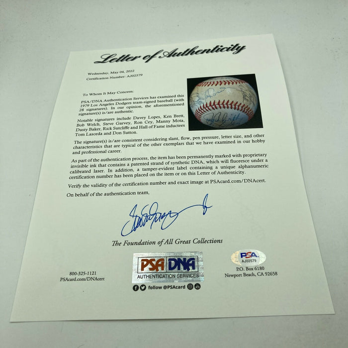1979 Los Angeles Dodgers Team Signed National League Baseball PSA DNA COA