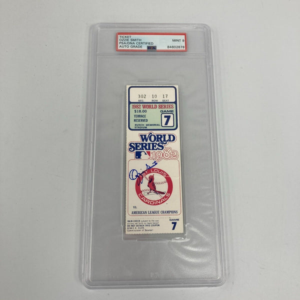 Ozzie Smith Signed 1982 World Series Game 7 Ticket PSA DNA MINT 9