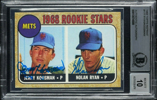 1968 Topps Nolan Ryan & Jerry Koosman Signed RP RC Beckett Graded Gem Mint 10