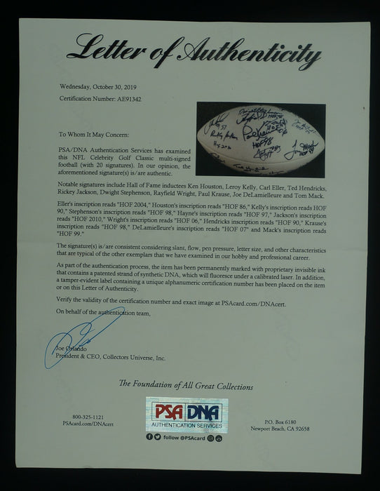 NFL Hall Of Fame Legends Multi Signed Celebrity Golf Classic Football PSA DNA