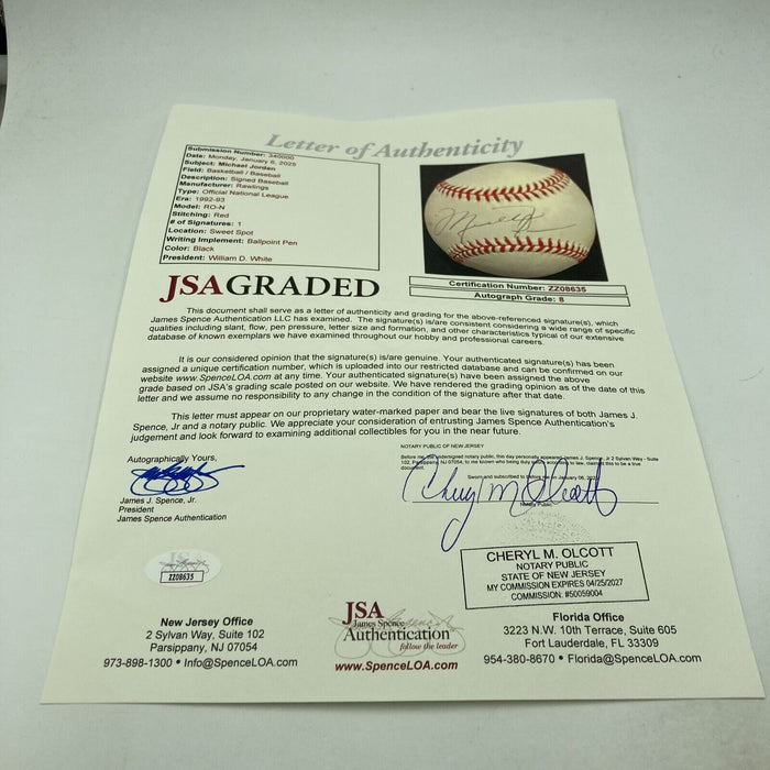 Rare Michael Jordan Signed 1990's Official National League Baseball JSA COA