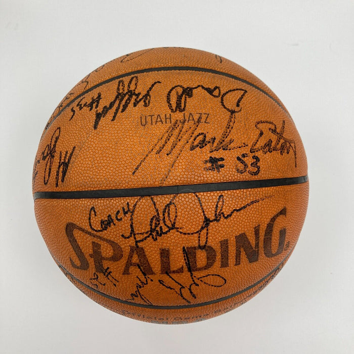 1990-91 Utah Jazz Team Signed Game Used Basketball Karl Malone Collection JSA