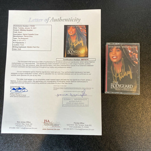 Whitney Houston Signed Vintage The Bodyguard Soundtrack Cassette Tape JSA COA