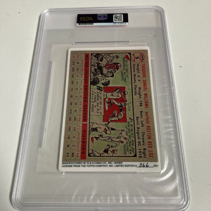 Beautiful 1956 Topps Ted Williams Signed Large Porcelain Card PSA DNA COA