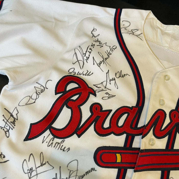 1991 Atlanta Braves NL Champs Team Signed Game Used Jersey 42 Sigs Beckett COA