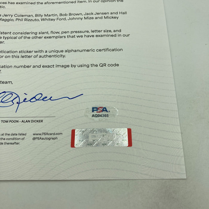 1951 Yankees World Series Champs Team Signed Baseball Mickey Mantle Rookie PSA