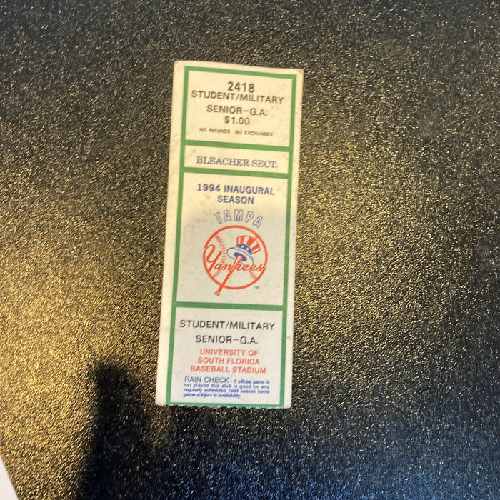 Derek Jeter Pre Rookie 1994 Tampa Yankees Minor League Team Signed Bat JSA COA