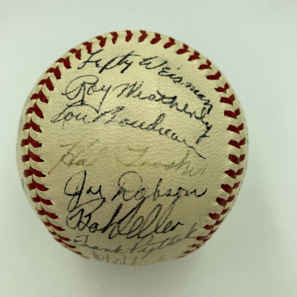1939 Cleveland Indians Team Signed American League Baseball JSA COA Bob Feller