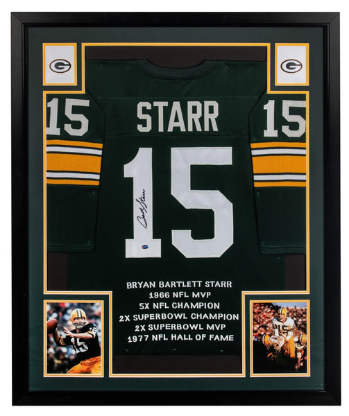 Bart Starr Signed Authentic Green Bay Packers Wilson STAT Jersey Beckett COA