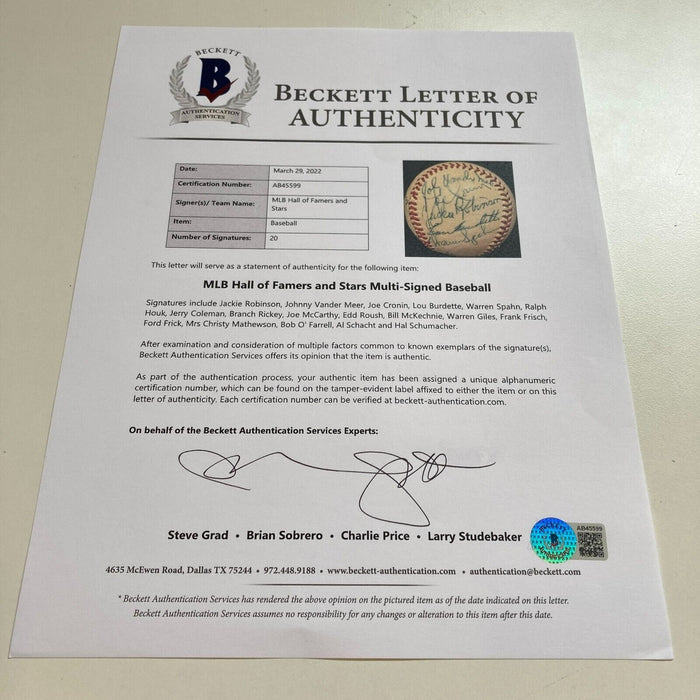 Historic Jackie Robinson 1962 HOF Induction Signed Baseball W/ Branch Rickey PSA
