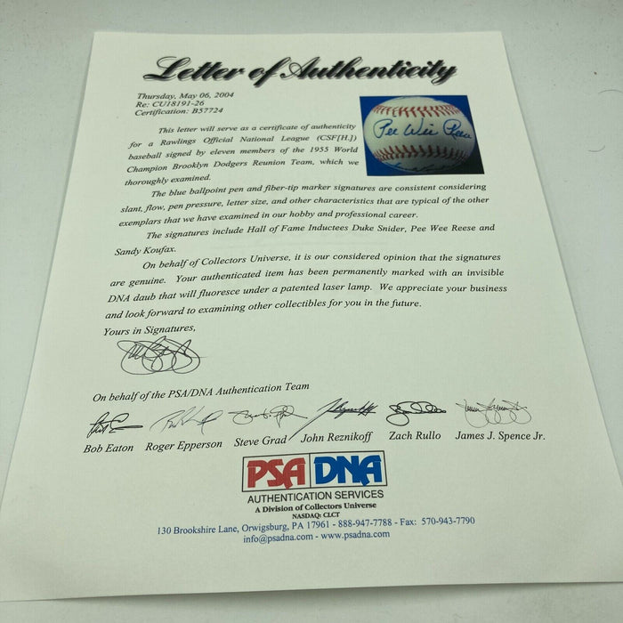 1955 Brooklyn Dodgers World Series Champs Team Signed Baseball Sandy Koufax PSA