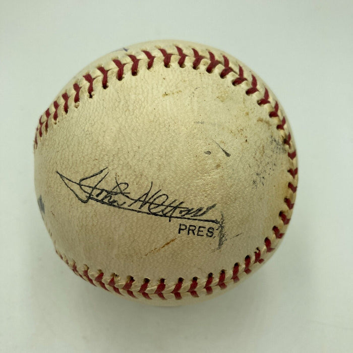 Satchel Paige Single Signed Baseball PSA DNA Graded Near Mint 8