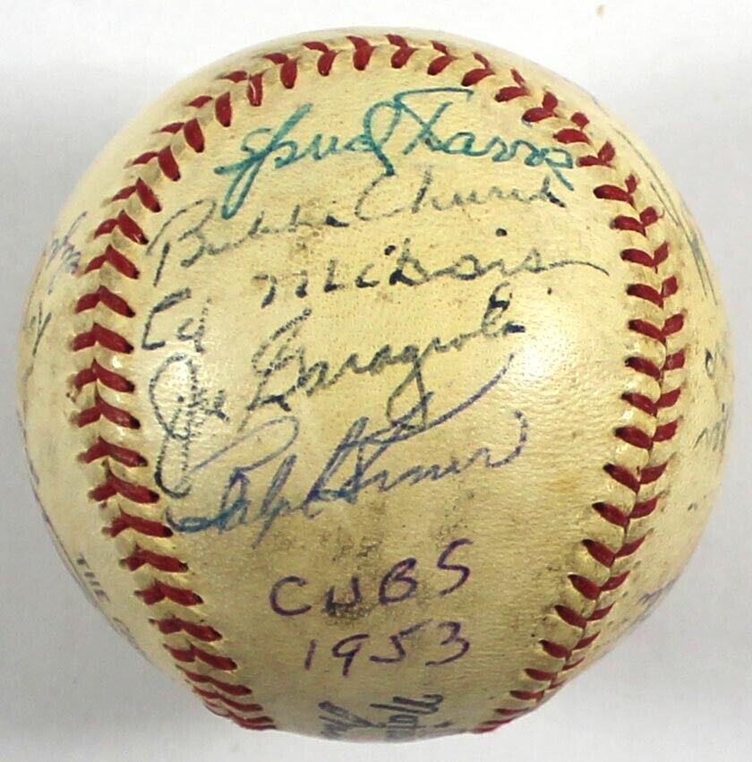 1953 Chicago Cubs Team Signed National League Giles Baseball With JSA COA