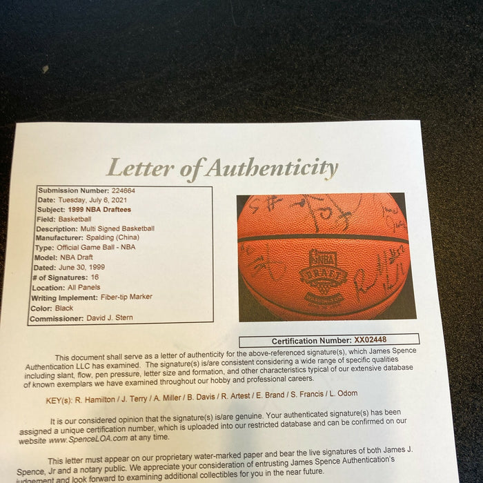 Elton Brand Steve Francis Baron Davis 1999 NBA Draft Signed Basketball JSA COA