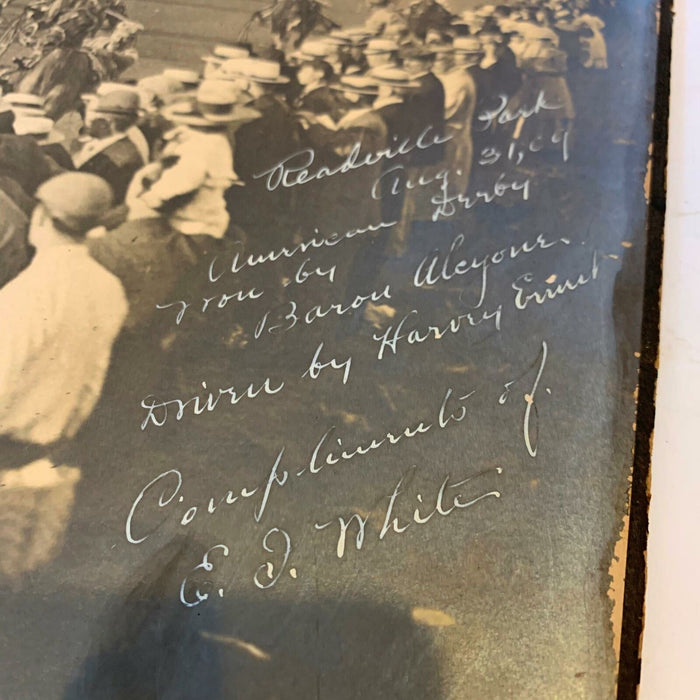 Rare American Derby Horse Racing Signed Original Photo August 31, 1909 EJ White