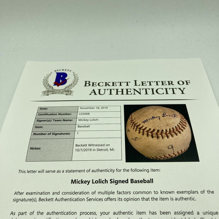 Mickey Lolich Signed Career Win No. 111 Final Out Game Used Baseball Beckett COA