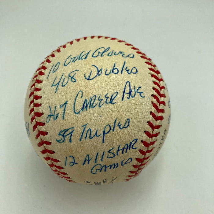 Mike Schmidt Signed Heavily Inscribed Career STAT Baseball Reggie Jackson COA