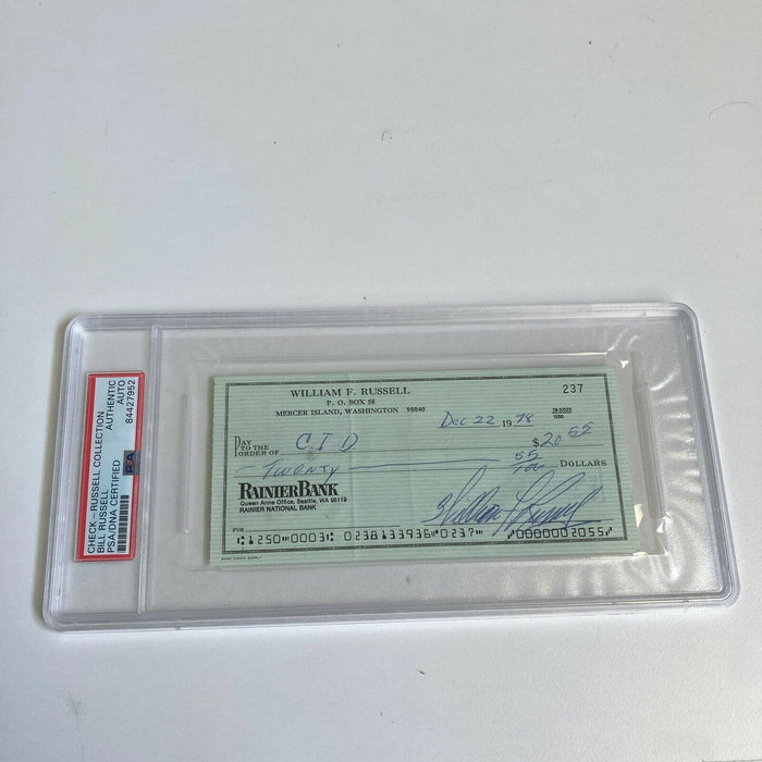 Bill Russell Signed Autographed Bank Check PSA DNA Boston Celtics HOF Legend