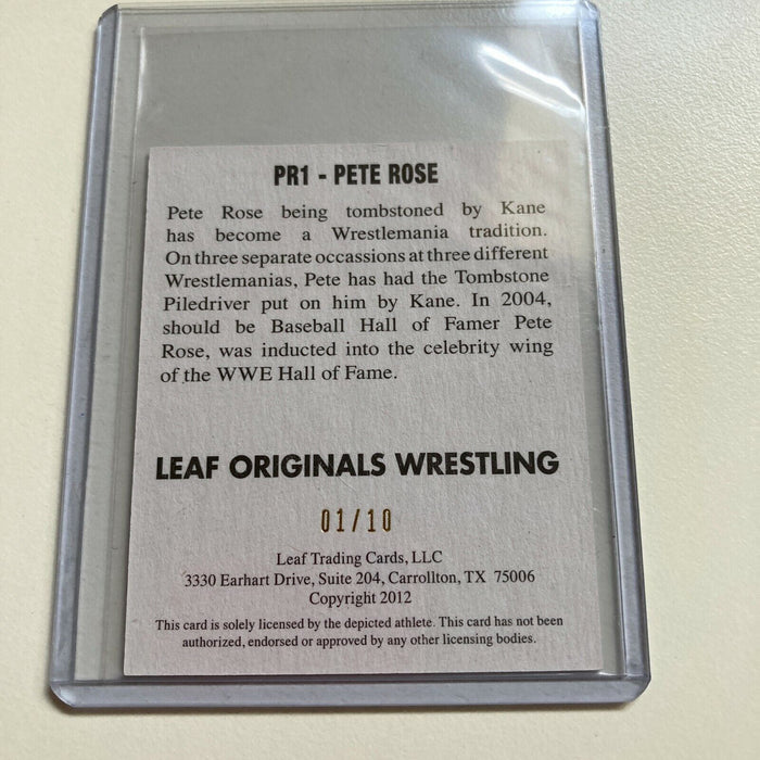2012 Leaf Wrestling Pete Rose #1/10 Auto Signed Autographed Baseball Card