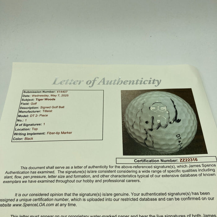 Tiger Woods Signed Golf Ball From His 1996 Professional Debut JSA COA