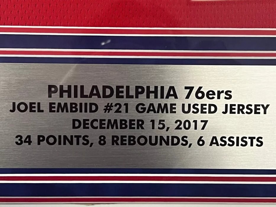 Joel Embiid Signed 2017 Rookie Game Used Philadelphia 76ers Jersey Fanatics COA