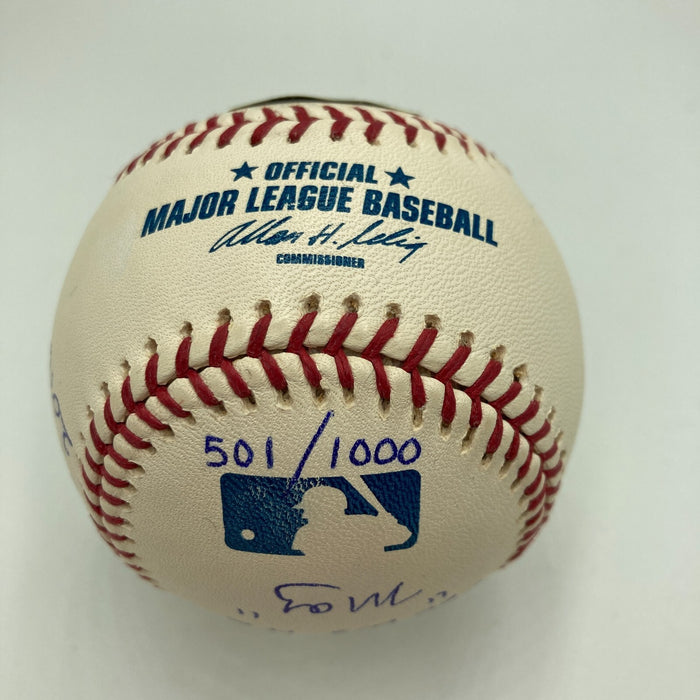 Bill Mazeroski Signed Heavily Inscribed Career STAT Baseball Reggie Jackson COA