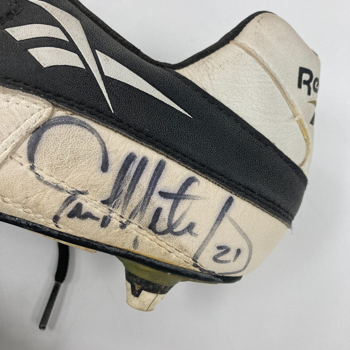 Eric Metcalf Signed Game Used Football Cleats Shoes 2 Signatures