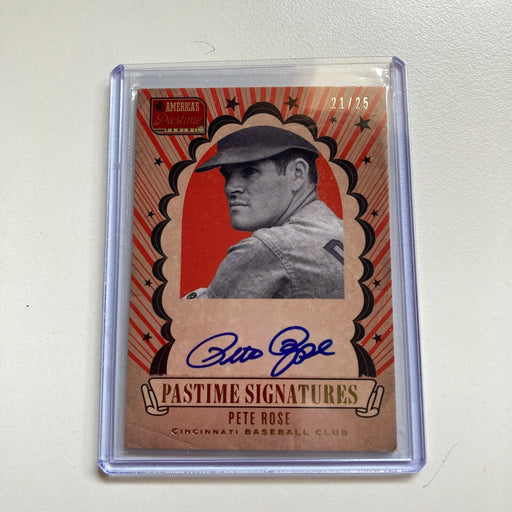 2014 Panini Pete Rose #21/25 Signed Baseball Card Auto